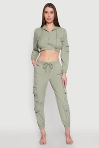 Womens Reflective Trim Cropped Windbreaker, Green, Size M