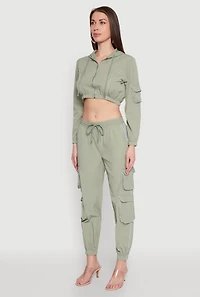 Womens Reflective Trim Cropped Windbreaker, Green, Size M