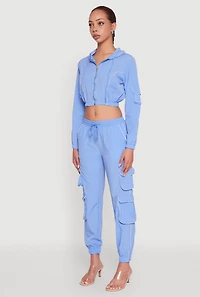 Womens Reflective Trim Cropped Windbreaker, Blue, Size M
