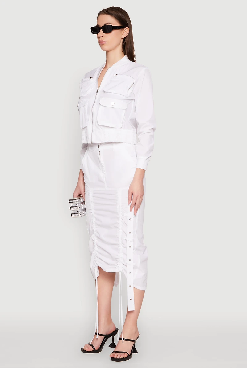 Cargo Pocket Windbreaker Bomber Jacket