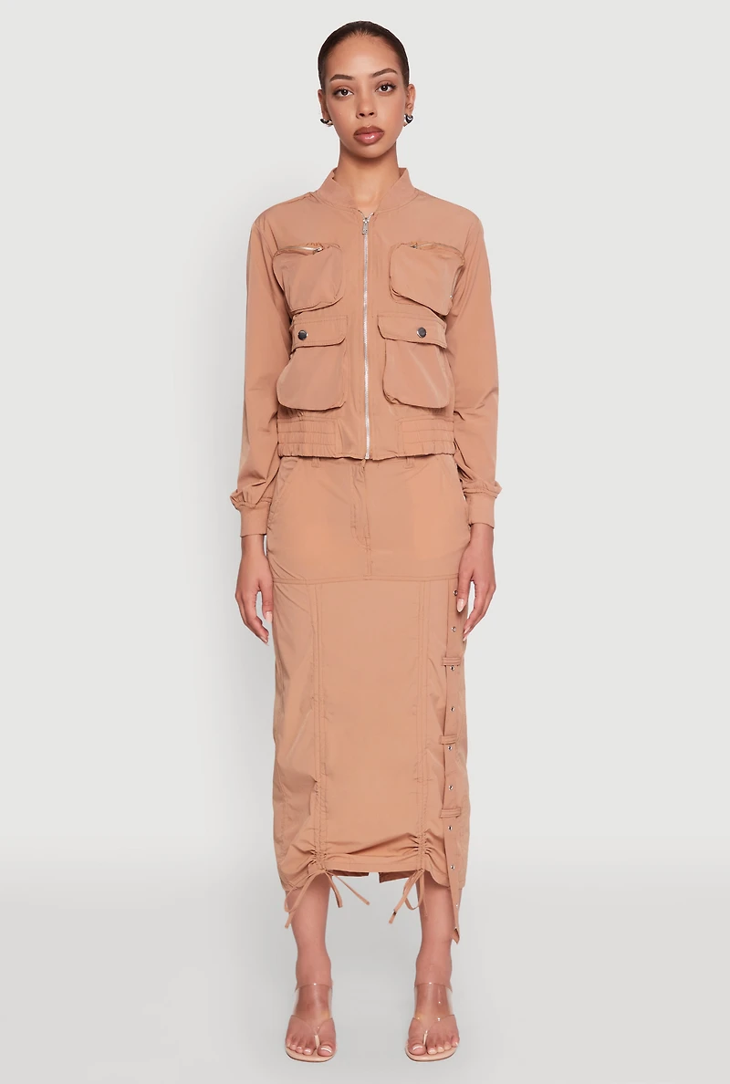 Cargo Pocket Windbreaker Bomber Jacket