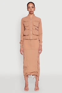 Cargo Pocket Windbreaker Bomber Jacket