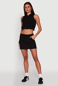 Nylon Utility Zip Front Hooded Top