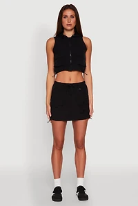 Nylon Utility Zip Front Hooded Top