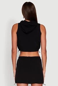 Nylon Utility Zip Front Hooded Top