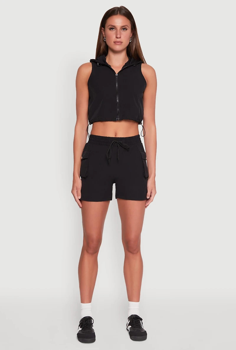 Hooded Drawstring Track Jacket