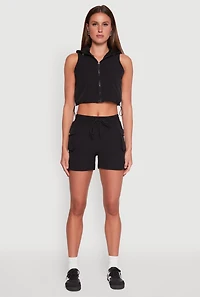 Hooded Drawstring Track Jacket