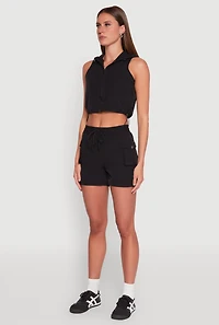 Hooded Drawstring Track Jacket