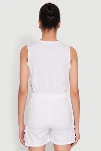 Womens Sleeveless Cargo Pocket Crop Top, White, Size XL
