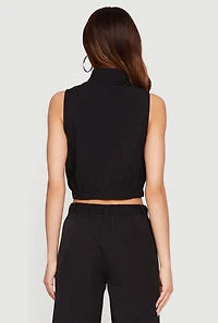 Nylon Cropped Zip Front Windbreaker Vest