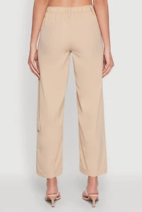 Womens High Waisted Wide Leg Stretch Cargo Pants,