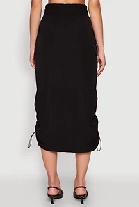 Womens Toggle Drawstring Hem Midi Cargo Skirt, M