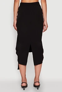 Womens High Waisted Grommet Detail Drawstring Skirt, Black, Size M