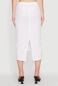 Womens High Waisted Grommet Detail Drawstring Skirt, White,