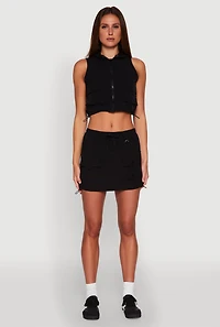 Nylon Drawstring Mini Skirt