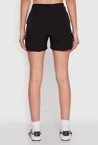 Womens Nylon Cargo Shorts, Black, Size L