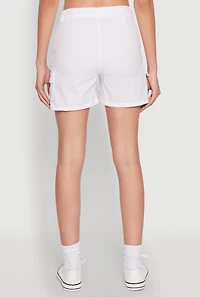 Womens Nylon Cargo Shorts, White, Size L