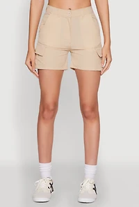 Womens Nylon Cargo Shorts, Khaki, Size S
