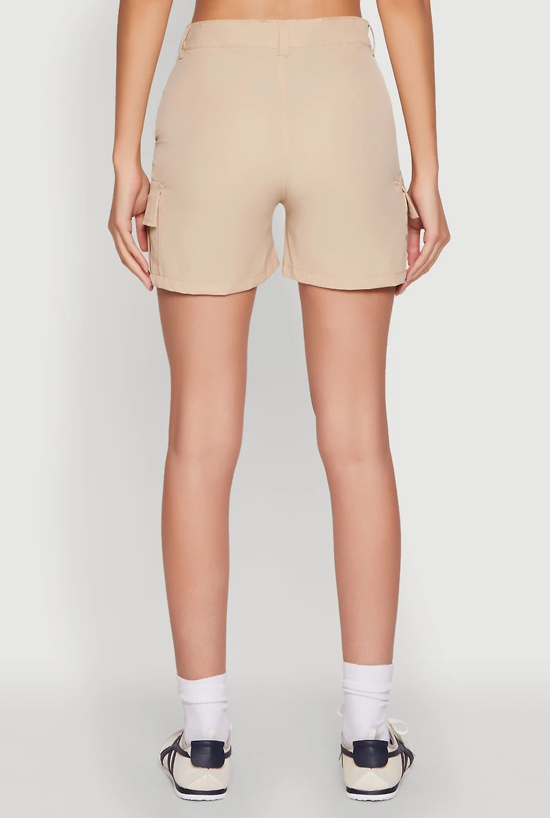 Womens Nylon Cargo Shorts, Khaki, Size S