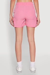 Womens Nylon Cargo Shorts, Pink, Size S