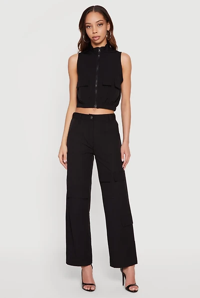Wide Leg Cargo Pocket Pants