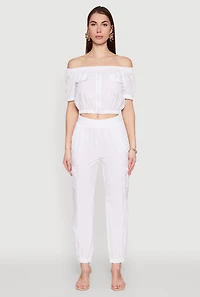 Puff Sleeve Zip Front Crop Top
