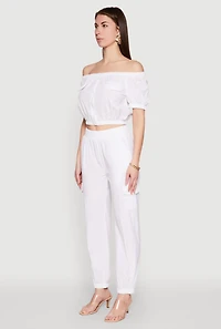 Puff Sleeve Zip Front Crop Top