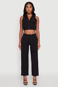 Zip Front Cargo Pocket Windbreaker Vest