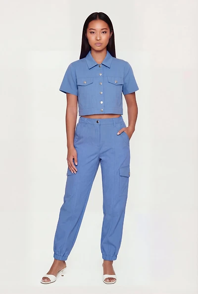 Nylon High Waisted Cargo Joggers