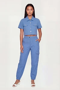 Nylon High Waisted Cargo Joggers