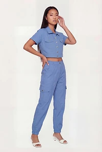 Nylon High Waisted Cargo Joggers