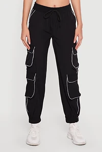 Nylon Drawstring Waist Utility Joggers