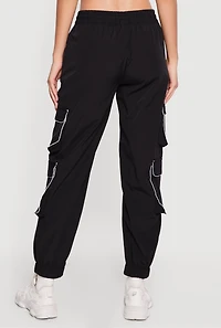 Nylon Drawstring Waist Utility Joggers