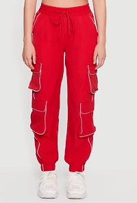 Nylon Drawstring Waist Utility Joggers