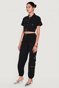 High Waisted Zip Pocket Cargo Pants