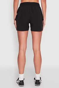 Womens Drawstring Waist Cargo Pocket Shorts,