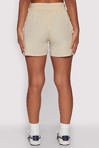 Womens Drawstring Waist Cargo Pocket Shorts,