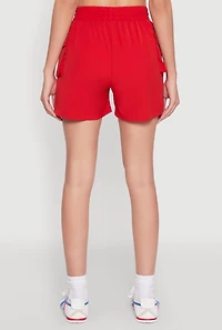 Womens Drawstring Waist Cargo Pocket Shorts, Red, Size S