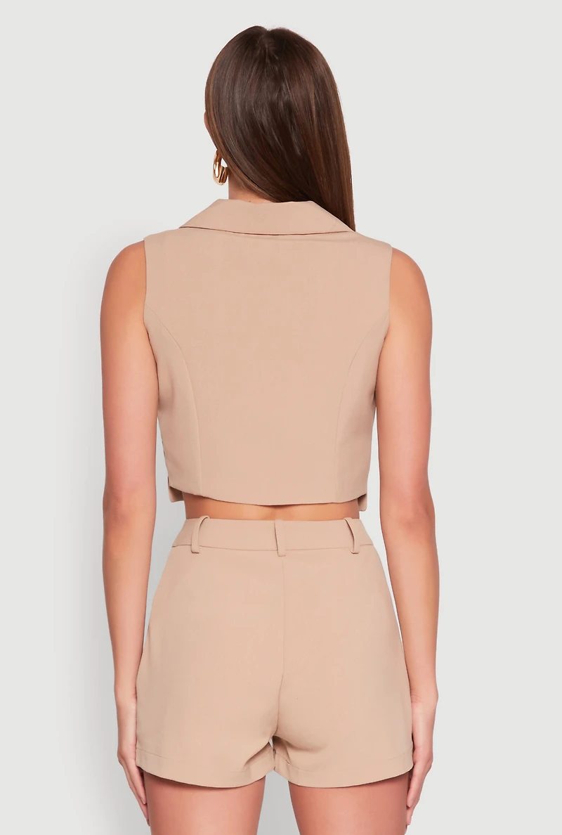 Womens Cropped Blazer Vest,