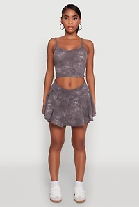 Womens Trendy Acid Wash V Neck Cropped Cami, Grey, Size M