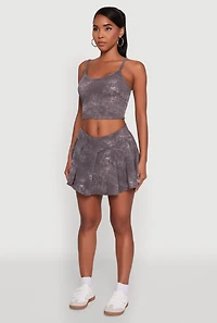 Womens Trendy Acid Wash V Neck Cropped Cami, Grey, Size M