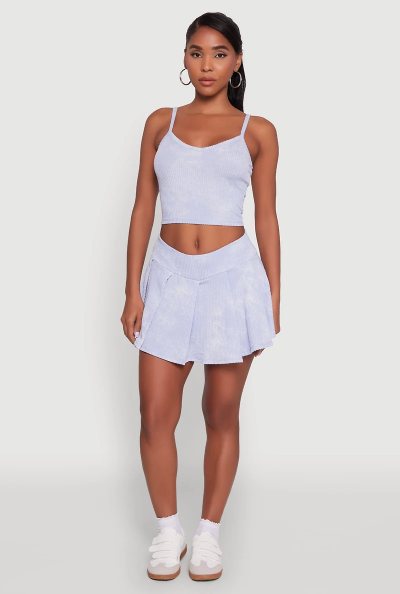 Womens Trendy Acid Wash V Neck Cropped Cami,