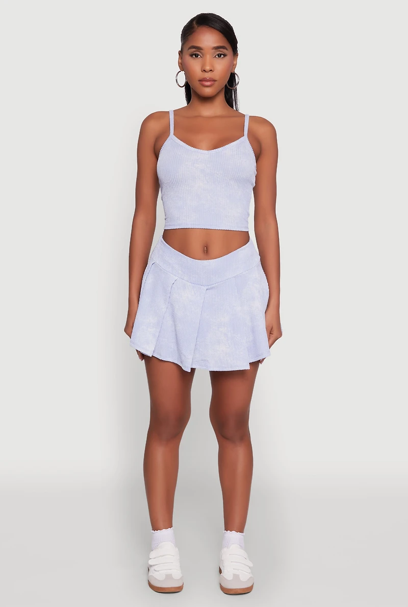 Womens Trendy Acid Wash V Neck Cropped Cami,