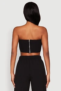 Womens Contrast Trim Fold Over Crop Top, L