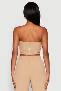 Womens Contrast Trim Fold Over Crop Top, S