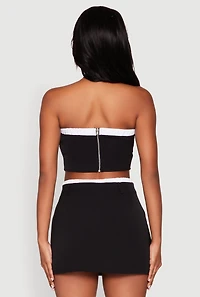 Womens Contrast Trim Tube Top, Black, Size M