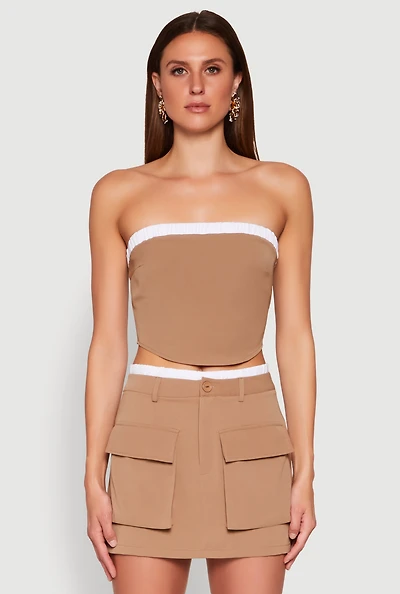 Womens Contrast Trim Tube Top,
