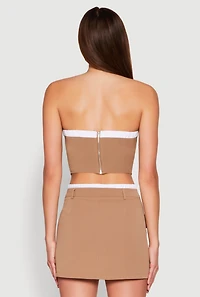 Womens Contrast Trim Tube Top, Beige, Size M
