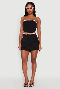 Contrast Trim Cargo Pocket Mini Skirt