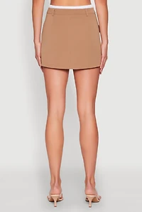 Womens Contrast Trim Cargo Pocket Mini Skirt, Khaki, Size L